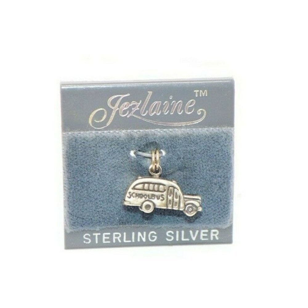 Jezlaine Sterling Silver School Bus Charm Necklace